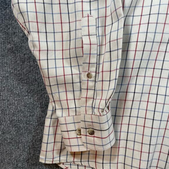 Pendleton Broadway Cloth Button Shirt Men's L Cream Red/Blue Check Long Sleeve - Picture 7 of 12